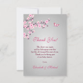 Cherry Blossom Pink Grey Baby shower Dank je Bedankkaart (Voorkant)
