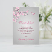 Cherry Blossom Pink Grey Baby shower Dank je Bedankkaart (Staand voorkant)