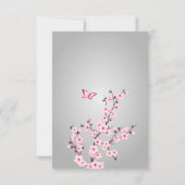 Cherry Blossom Pink Grey Baby shower Dank je Bedankkaart (Achterkant)