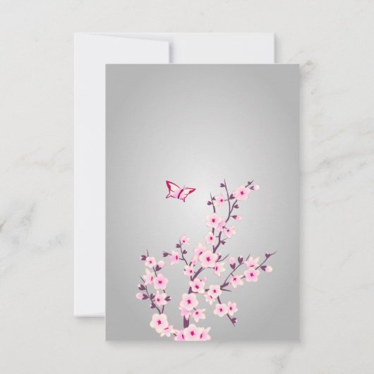 Cherry Blossom Pink Grey Baby shower Dank je Bedankkaart (Achterkant)