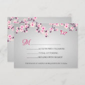 Cherry Blossom Pink Grey Baby shower RSVP (Voorkant / Achterkant)