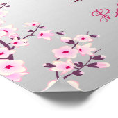 Cherry Blossom Pink Grey Custom Baby shower Poster (Hoek)