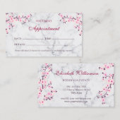 Cherry Blossom Pink Grey Marble Appointment Visitekaartje (Voorkant / Achterkant)