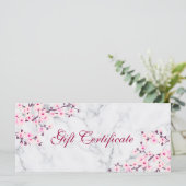 Cherry Blossom Pink Grey Marble Gift Certificate (Staand voorkant)