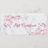 Cherry Blossom Pink Grey Marble Gift Certificate (Voorkant / Achterkant)