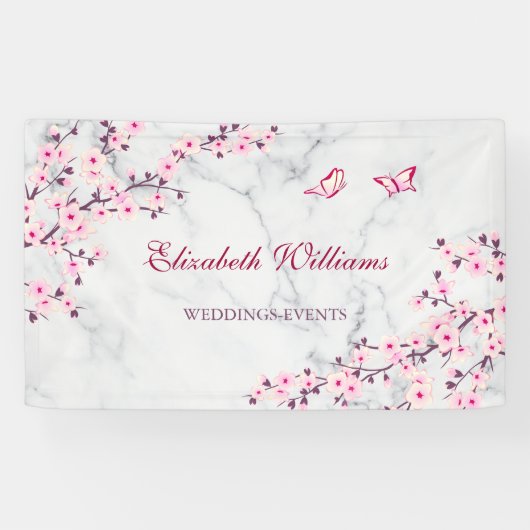 Cherry Blossom Pink Grey Marble Spandoek (Horizontaal)
