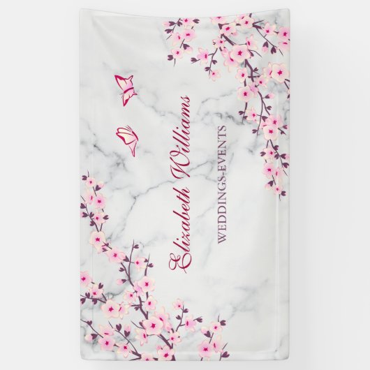 Cherry Blossom Pink Grey Marble Spandoek (Verticaal)