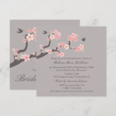 Cherry Blossom Pink/Grey Vrijgezellenfeest Invite Kaart (Voorkant / Achterkant)