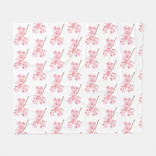 Cherry Blossom Pink Japans Sakura Kawaii Fleece (Voorkant (Horizontaal))