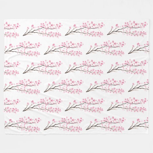 Cherry Blossom Pink Japans Sakura Kawaii Fleece (Voorkant (Horizontaal))