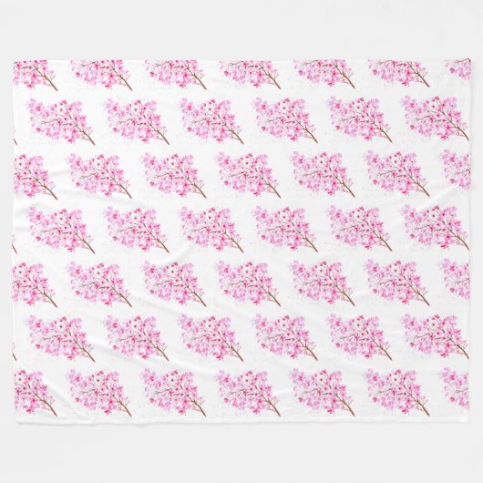 Cherry Blossom Pink Japans Sakura Kawaii Fleece (Voorkant (Horizontaal))