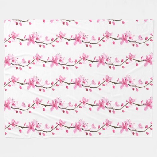 Cherry Blossom Pink Japans Sakura Kawaii Fleece (Voorkant (Horizontaal))