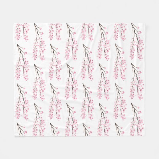 Cherry Blossom Pink Japans Sakura Kawaii Fleece (Voorkant (Horizontaal))