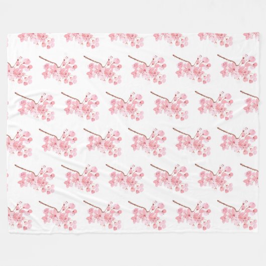 Cherry Blossom Pink Japans Sakura Kawaii Fleece (Voorkant (Horizontaal))