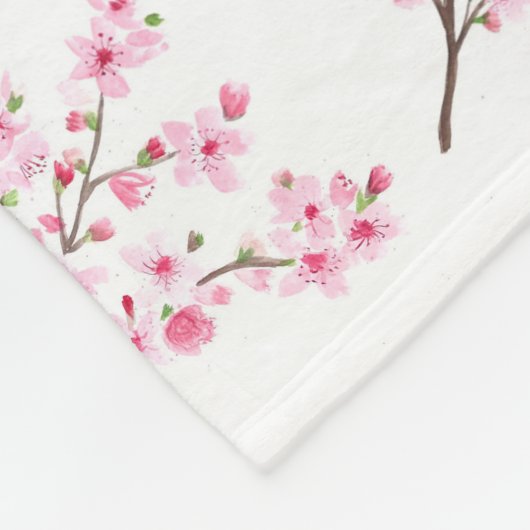 Cherry Blossom Pink Japans Sakura Kawaii Fleece (Hoek)