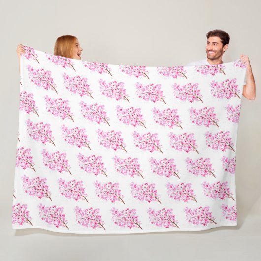 Cherry Blossom Pink Japans Sakura Kawaii Fleece Deken (In situ)