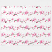Cherry Blossom Pink Japans Sakura Kawaii Fleece Deken (Voorkant (Horizontaal))