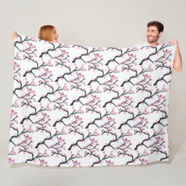 Cherry Blossom Pink Japans Sakura Kawaii Fleece Deken