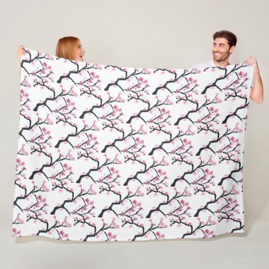 Cherry Blossom Pink Japans Sakura Kawaii Fleece Deken (In situ)