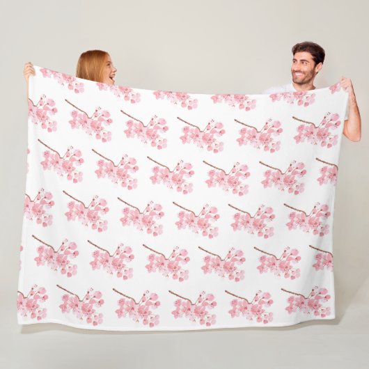 Cherry Blossom Pink Japans Sakura Kawaii Fleece Deken (In situ)