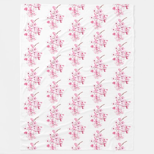 Cherry Blossom Pink Japans Sakura Kawaii Fleece Deken (Voorkant)