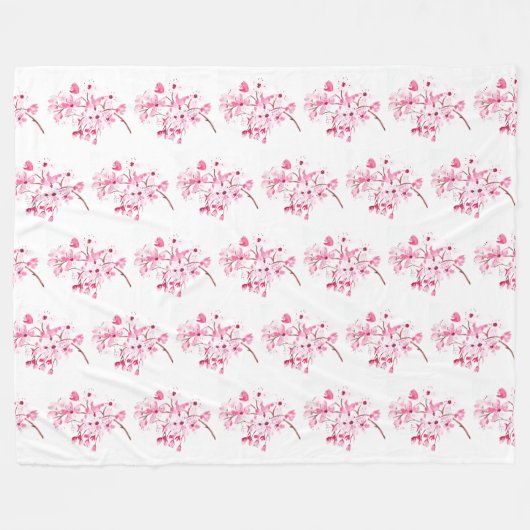 Cherry Blossom Pink Japans Sakura Kawaii Fleece Deken (Voorkant (Horizontaal))