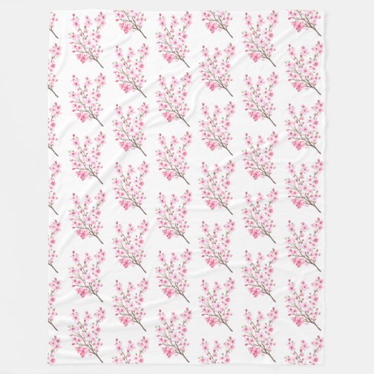 Cherry Blossom Pink Japans Sakura Kawaii Fleece Deken (Voorkant)