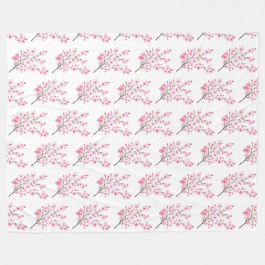 Cherry Blossom Pink Japans Sakura Kawaii Fleece Deken (Voorkant (Horizontaal))