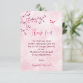 Cherry Blossom Pink Marble Baby shower Dank je Bedankkaart (Staand voorkant)