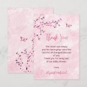 Cherry Blossom Pink Marble Baby shower Dank je Bedankkaart (Voorkant / Achterkant)