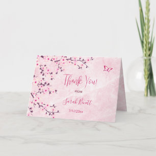 Cherry Blossom Pink Marble Bedankt Baby shower