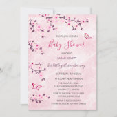 Cherry Blossom Pink Marble Floral Baby shower Kaart (Voorkant)