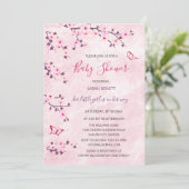 Cherry Blossom Pink Marble Floral Baby shower Kaart (Staand voorkant)