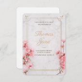 Cherry Blossom Pink Marble Wedding Invitation Kaart (Voorkant / Achterkant)