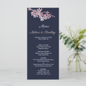 Cherry Blossom Pink marvy floral WeddenMenu Programmakaart (Staand voorkant)