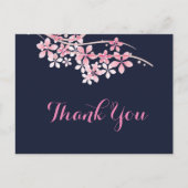 Cherry Blossom Pink navy Bedankt Briefkaart (Voorkant)