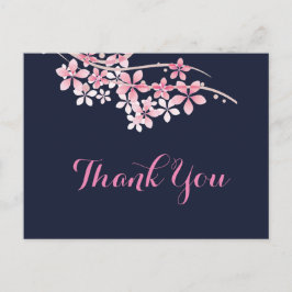 Cherry Blossom Pink navy Bedankt Briefkaart