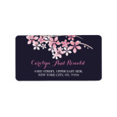 Cherry Blossom Pink navy floral Address Label (Voorkant)