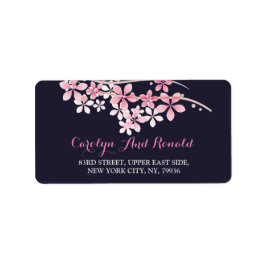 Cherry Blossom Pink navy floral Address Label