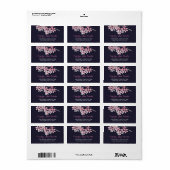 Cherry Blossom Pink navy floral Address Label (Full Sheet)
