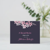 Cherry Blossom Pink Navy Vrijgezellenfeest Recept Briefkaart (Staand voorkant)