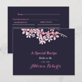 Cherry Blossom Pink Navy Vrijgezellenfeest Recept Briefkaart (Voorkant / Achterkant)