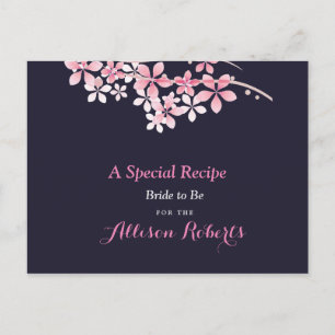 Cherry Blossom Pink Navy Vrijgezellenfeest Recept Briefkaart