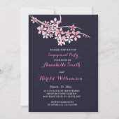 Cherry Blossom Pink    navyfloral Verloving card Kaart (Voorkant)
