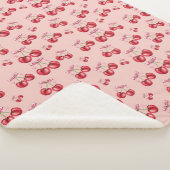 Cherry Blossom Pink Pattern Sherpa Fleece Blanket Deken (3/4)