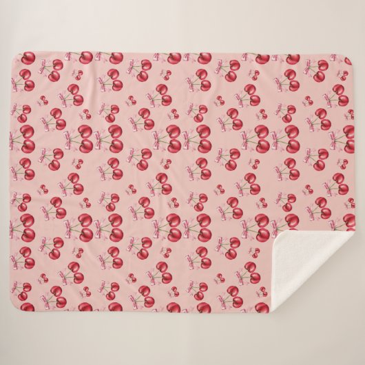 Cherry Blossom Pink Pattern Sherpa Fleece Blanket Deken (Voorkant (horizontaal))