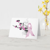 Cherry Blossom Pink Ribbon Kaart (Gele Bloem)