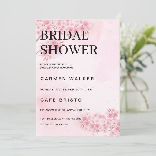 Cherry Blossom Pink Sakura Floral Vrijgezellenfees Kaart (Staand voorkant)