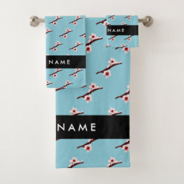 Cherry Blossom, Pink Sakura, Jouw naam Bad Handdoek