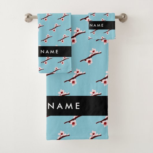 Cherry Blossom, Pink Sakura, Jouw naam Bad Handdoek (Insitu)